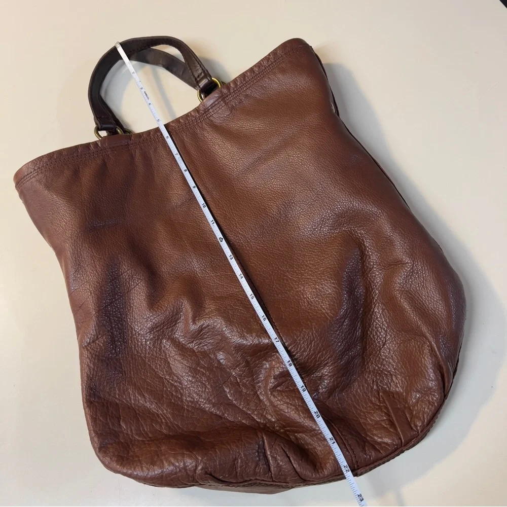 Lucky Brand Cinnamon Brown Leather Convertible ABBEY ROAD Fold Over shoulder Bag